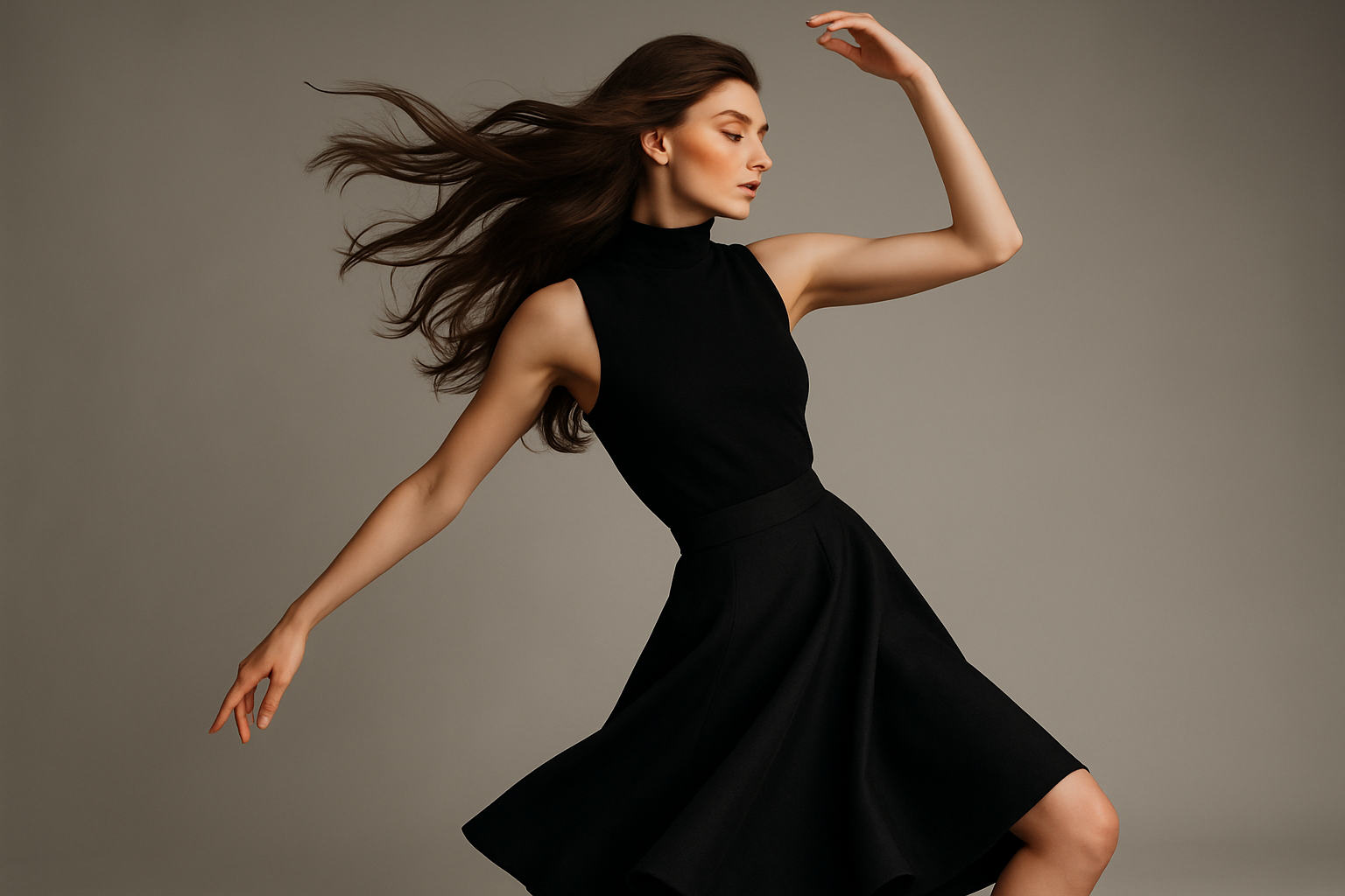 a model brunette in a creative pose 